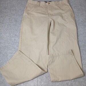 Croft & Barrow Chino Pants Mens 34x32 Tan Khaki Flat Front Straight Leg Cotton